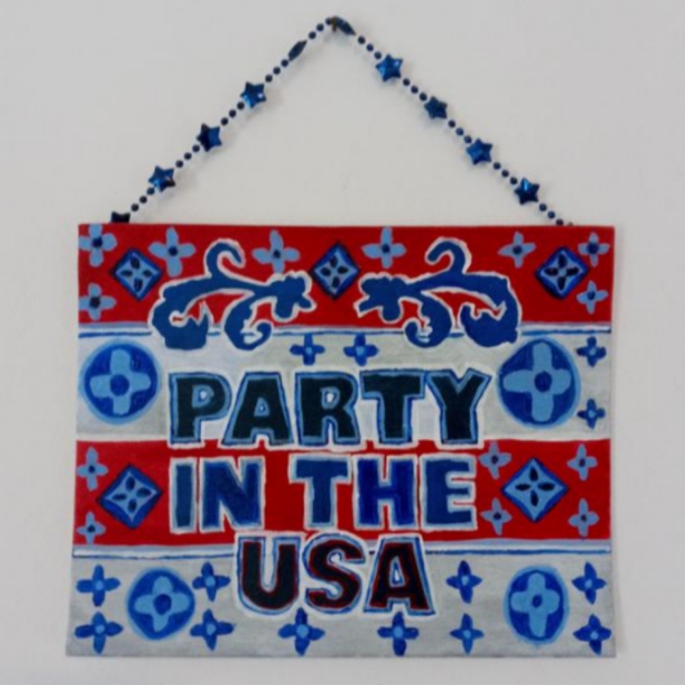 Party in the USA Acrylic original Painting Monogram July 4th American Flag them